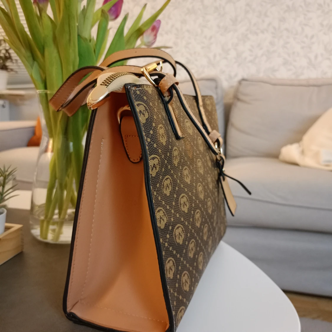 Brun mönstrad handväska - 90