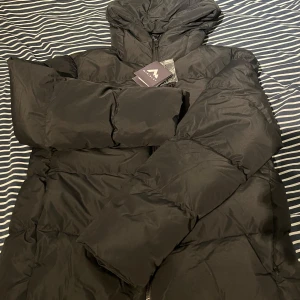 Svart dunjacka från McKinley - Säljer en svart dunjacka från McKinley i nytt skick. Perfekt för kalla vinterdagar med sin tjocka vaddering och huva. Jackan har en dragkedja framtill och är långärmad. Den är både stilren och funktionell, idealisk för vinterns alla äventyr.