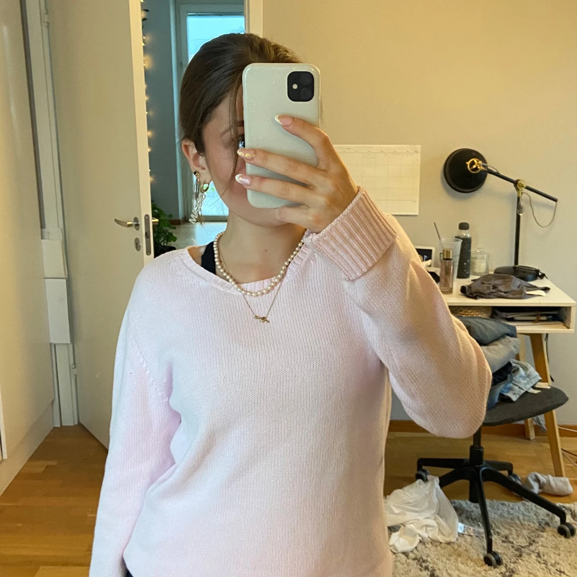 Ljusrosa stickad tröja