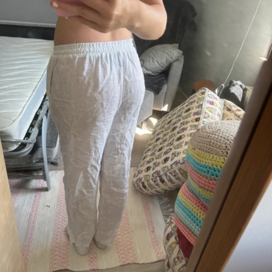 Vita linnebyxor - 90