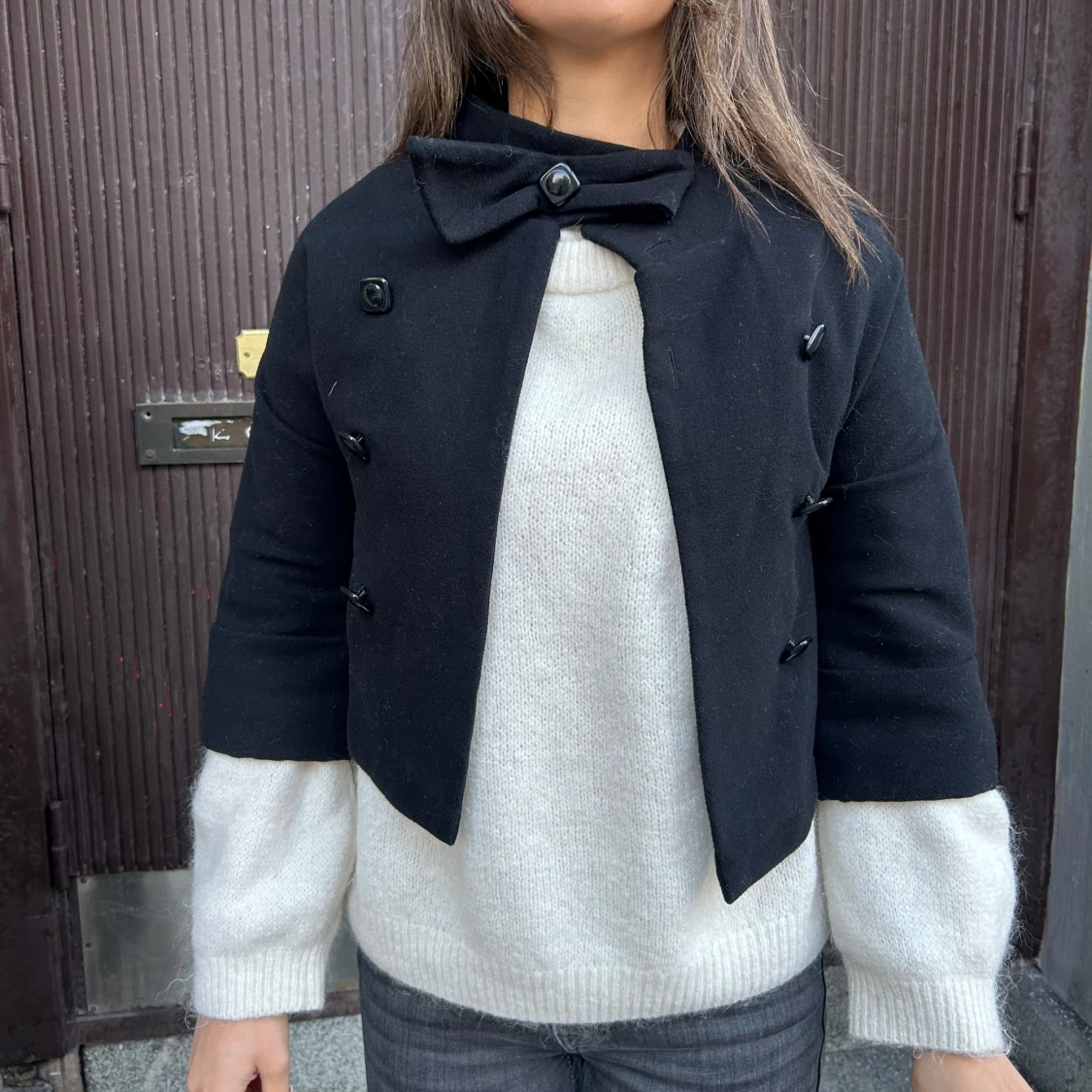 Svart Trekvartsärmad kappa