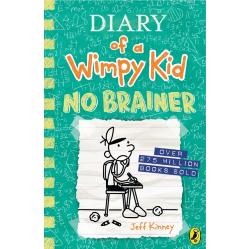 In No Brainer, book 18 of the Diary of a Wimpy Kid series from #1 international bestselling author Jeff Kinney, it's up to Greg to save his crumbling school before it's shuttered for good. Up until now, middle school hasn't exactly been a joyride for Greg Heffley. So when the town threatens to close the crumbling building, he's not too broken up about it. But when Greg realizes this means he's going to be sent to a different school than his best friend, Rowley Jefferson, he changes his tune. Can Greg and his classmates save their school before it's shuttered for good? Or is this the start of a whole new chapter for Greg?    Format Inbunden   Omfång 224 sidor   Språk Engelska   Förlag Penguin Books Ltd.   Utgivningsdatum 2023-10-24   ISBN 9780241583135  . Böcker.