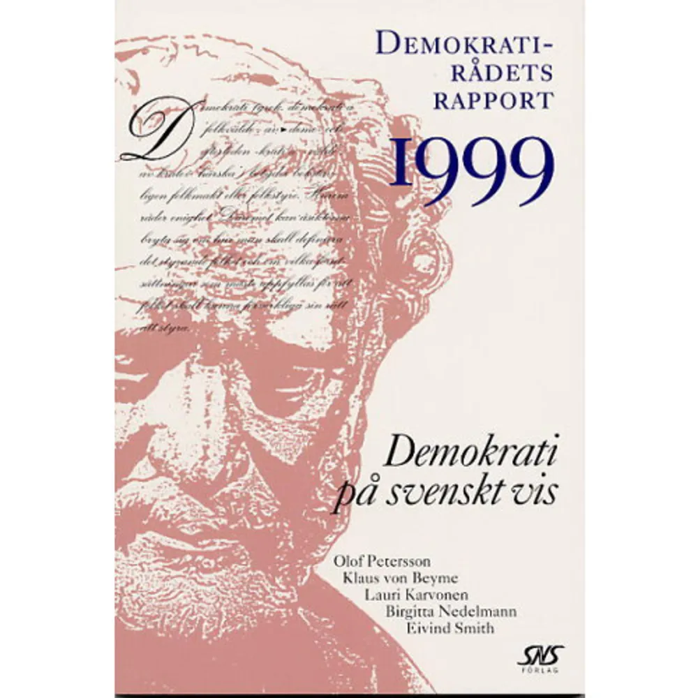 Är demokratin i Sverige annorlunda än i resten av Europa? I så fall - är det bra eller dåligt? Finns det särdrag som är värda att bevara eller skulle Sverige vinna på att det politiska systemet anpassades till förhållandena i andra europeiska länder? SNS Demokratiråd fortsätter här granskningen av det politiska systemet. 1999 års rapport skildrar den svenska demokratin i ett europeiskt perspektiv. Behöver Sverige en författningsreform? Hur fungerar den svenska rättsstaten? Finns det ett europeiskt offentligt rum i Sverige? Hur lyckad var egentligen personvalsreformen? Det här är några viktiga frågor som tas upp i rapporten. I Demokratirådet ingår fyra forskare som är nära förtrogna med svenskt samhällsliv: professorerna Klaus von Beyme (Heidelberg), Lauri Karvonen (Åbo), Birgitta Nedelmann (Mainz) och Eivind Smith (Oslo). Rapporten har redigerats av Olof Petersson, professor i statskunskap och forskningsledare vid SNS.    Format Häftad   Omfång 152 sidor   Språk Svenska   Förlag SNS Förlag   Utgivningsdatum 1999-06-01   Medverkande Olof Petersson   ISBN 9789171507464  . Böcker.