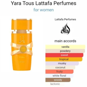Yara Tous - Säljer en Yara Tous parfym från Lattafa i en snygg orange flaska. Den luktar främst mango men också kokos och passionsfrukt. Den är perfekt om du gillar söta parfymer💖Den är kvar i förpackningen. Använt ca 5 ggr