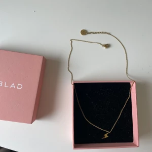 Guldigt halsband med blixt från Edblad  - Snyggt halsband i guld med en blixtformad berlock från Edblad. Kedjan är tunn och elegant. Perfekt för att ge din outfit en cool detalj.
