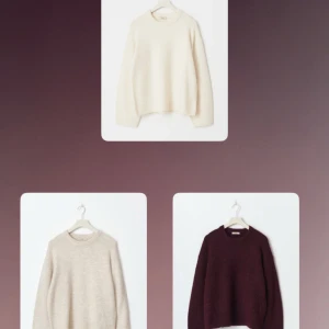 Stickad tröja från Gina tricot  - Jag säljer här 3 stickad tröja i vinröd, beige och vit. Dom är från gina tricot och är sparsamt använda och inga synliga defekter                                1 tröja: 280.                                                                           2 tröjor: 500.                                                                       3 tröjor 720.                                                                           Jag är dock beredd på att diskutera priset vid snabb affär❤️