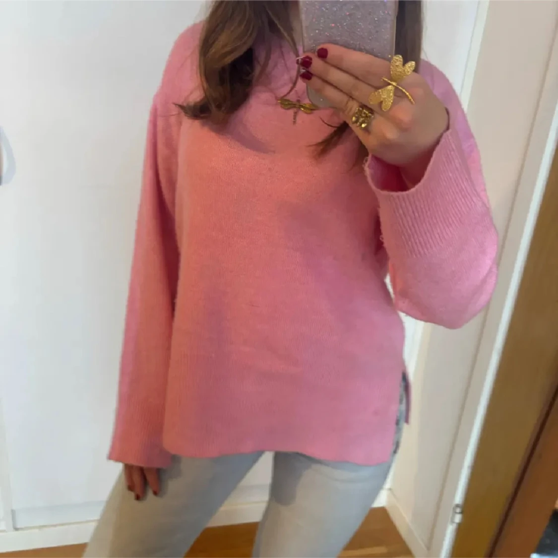 Ljusrosa stickad tröja  - 1