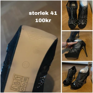 Svarta Klackskor Med Silver Detalj  - oanvända, storlek 41