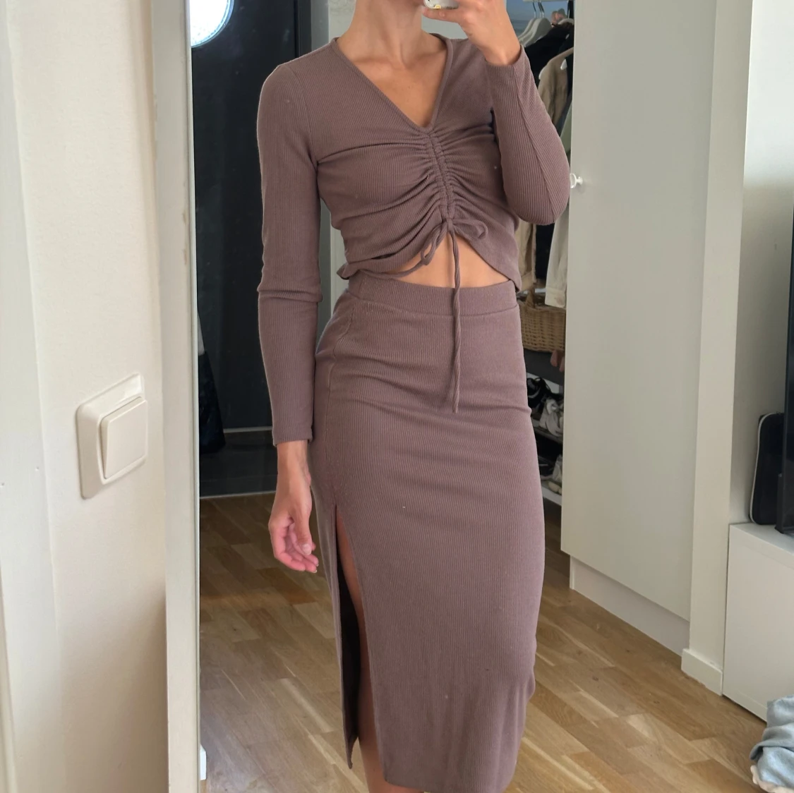 Brunt ribbat co-ord set, Vero Moda