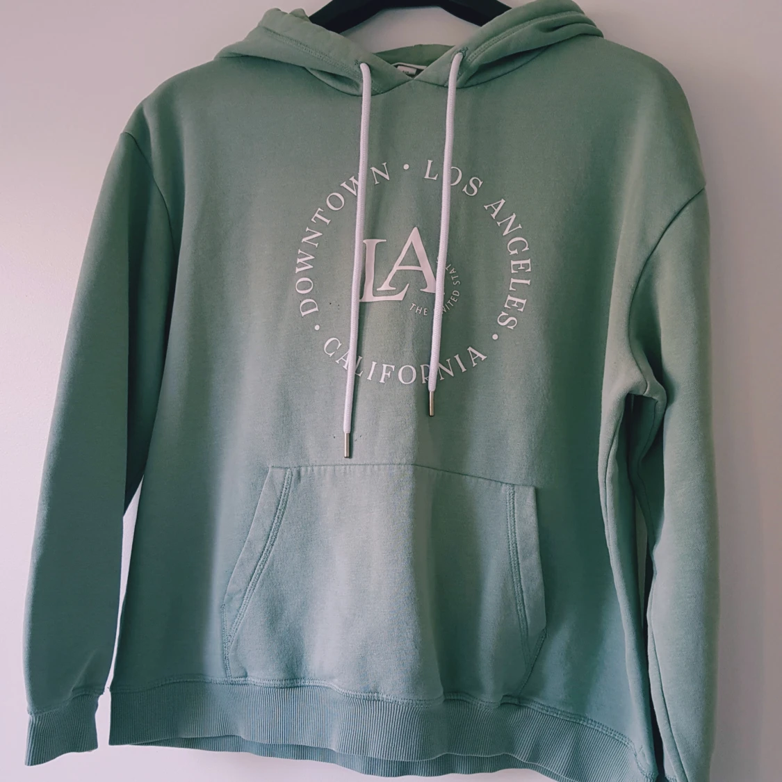 Grön LA hoodie med tryck, strl M