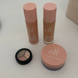 Blandat Smink! - Säljer två e.l.f. Halo Glow Liquid Filter foundations i olika nyanser, en e.l.f. Halo Glow Setting Powder med rosa lock samt en Make Up Store concealertrio i rund svart dosa. Perfekt bas för en fräsch och glowig look. Kan köpas separat. Allt tillsammans 125kr. Allt är testat men inte användt mycket av.