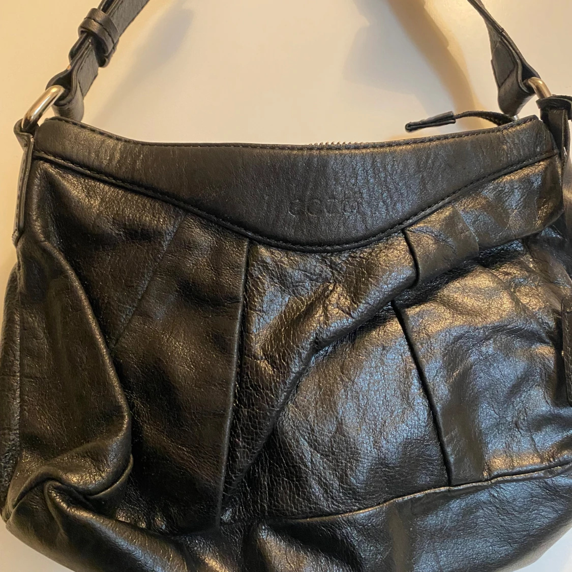 Svart axelväska äkta skinn Eco  - 2