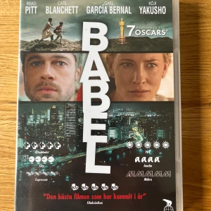 Babel - DVD - DVD-skiva av filmen "Babel" med Brad Pitt och Cate Blanchett. Filmen var nominerad till 7 Oscars. Förpackningen är öppnad. Perfekt för filmkvällen! Kan hämtas i Vallentuna.