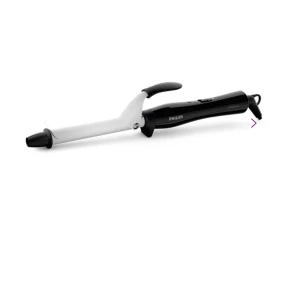 locktång från Philips - En stilren locktång från Philips i svart och vitt med ergonomiskt handtag och enkel på/av-knapp. Perfekt för att skapa snygga lockar och vågor. Utrustad med klämma för enkel användning och värmetålig spets.