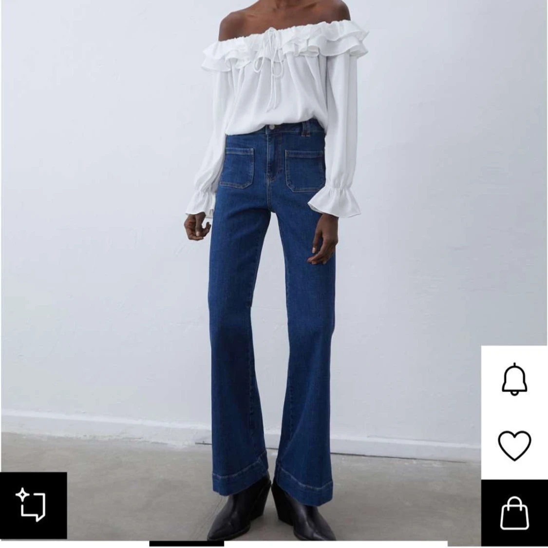 Vit offshoulder blus med volang - 2