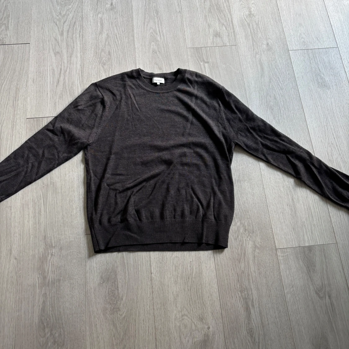 Mörkgrå brun merinoull tröja från Sandö - 1