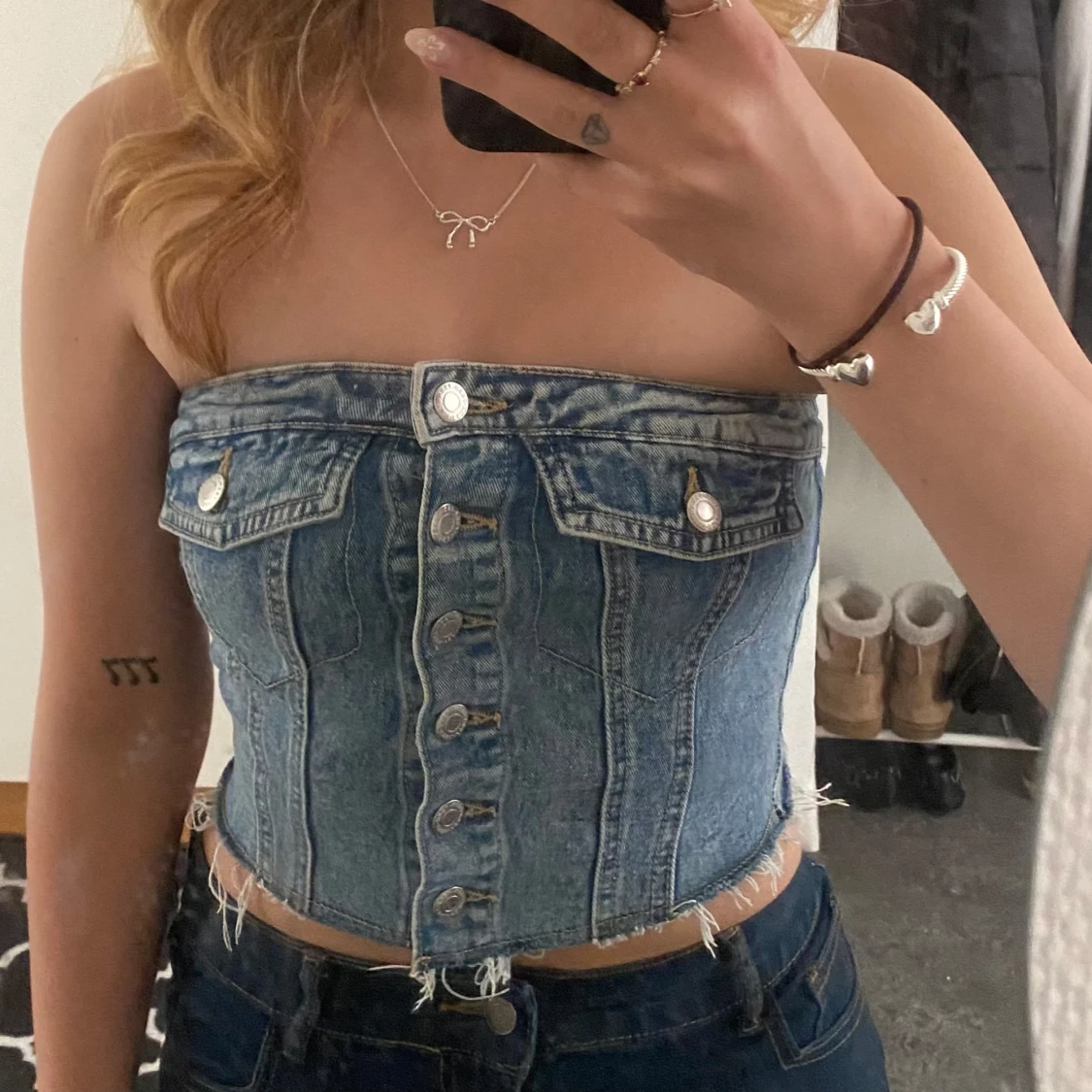 Jeans top med knappar