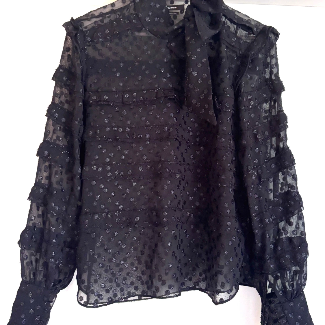 Isabel Marant svart genomskillnig chiffong blus  - 1