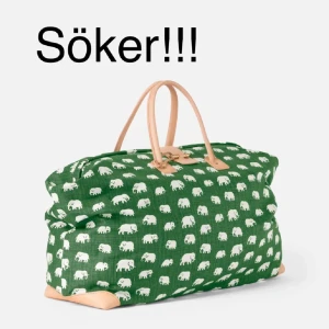 Grön shoppingväska med elefantmönster - Söker denna i den stora storleken, skriv gärna om du har den så kan vi diskutera pris!! 🩷