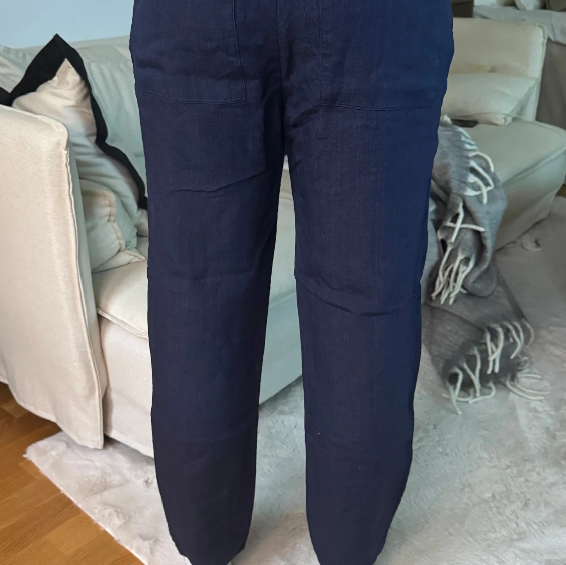 Mörkblå linnebyxor - 1