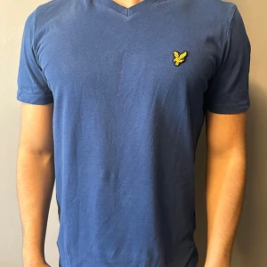 Blå och beige t-shirt med v-ringning från Lyle & Scott - Skön passform