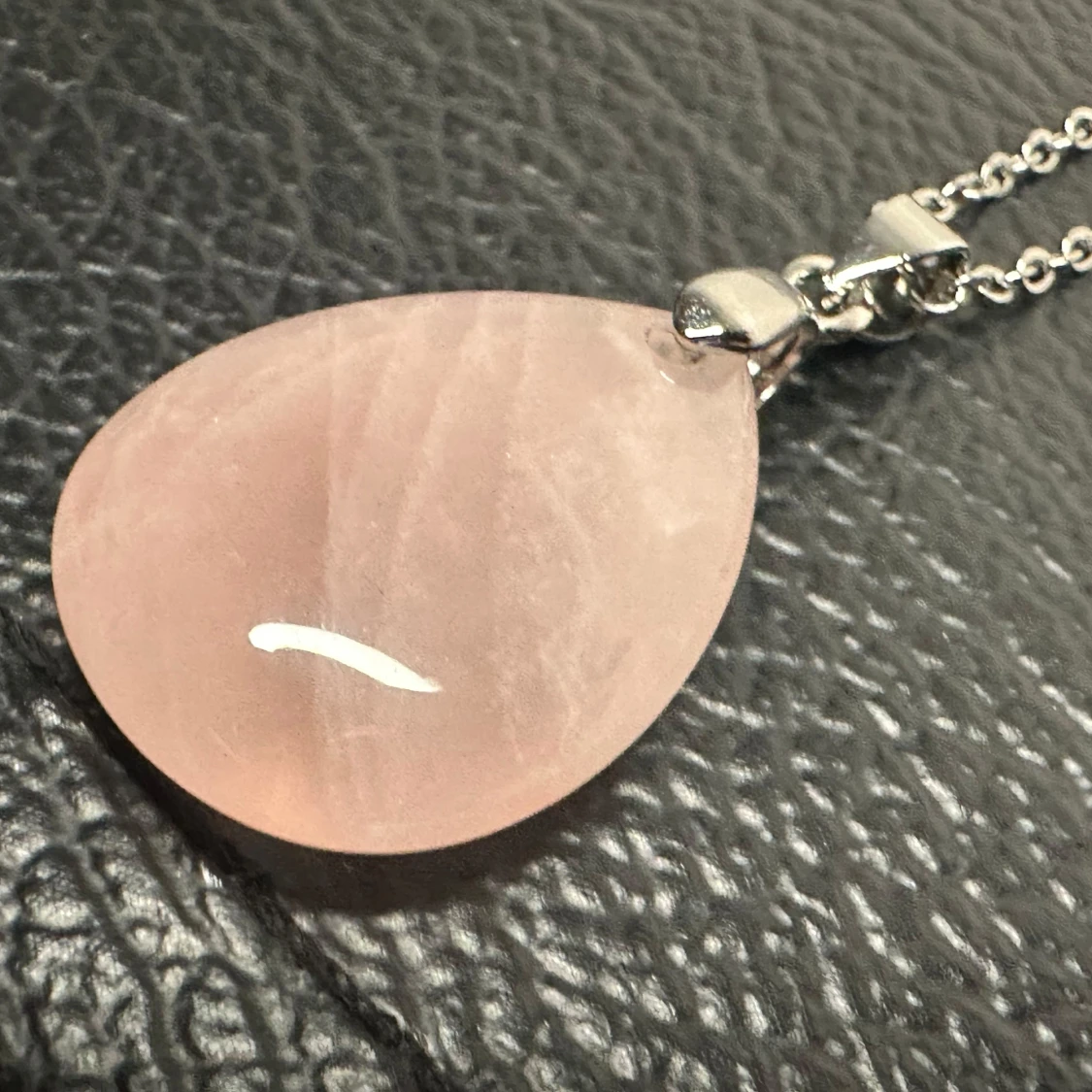 Nytt halsband i rostfritt stål med äkta rosenkvarts – Ädelsten för kärleken & harmoni - 3