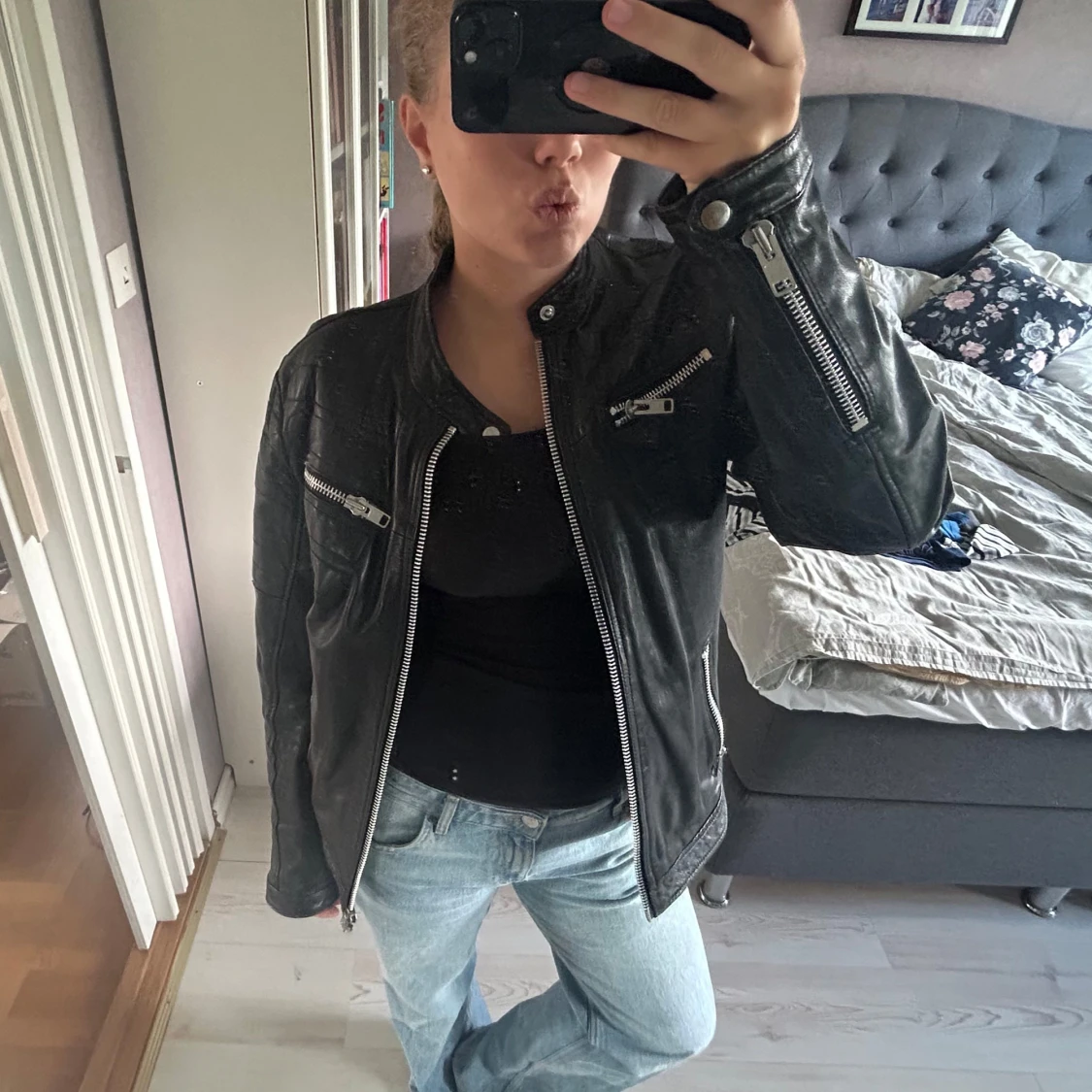 Svart skinnjacka från rockandblue