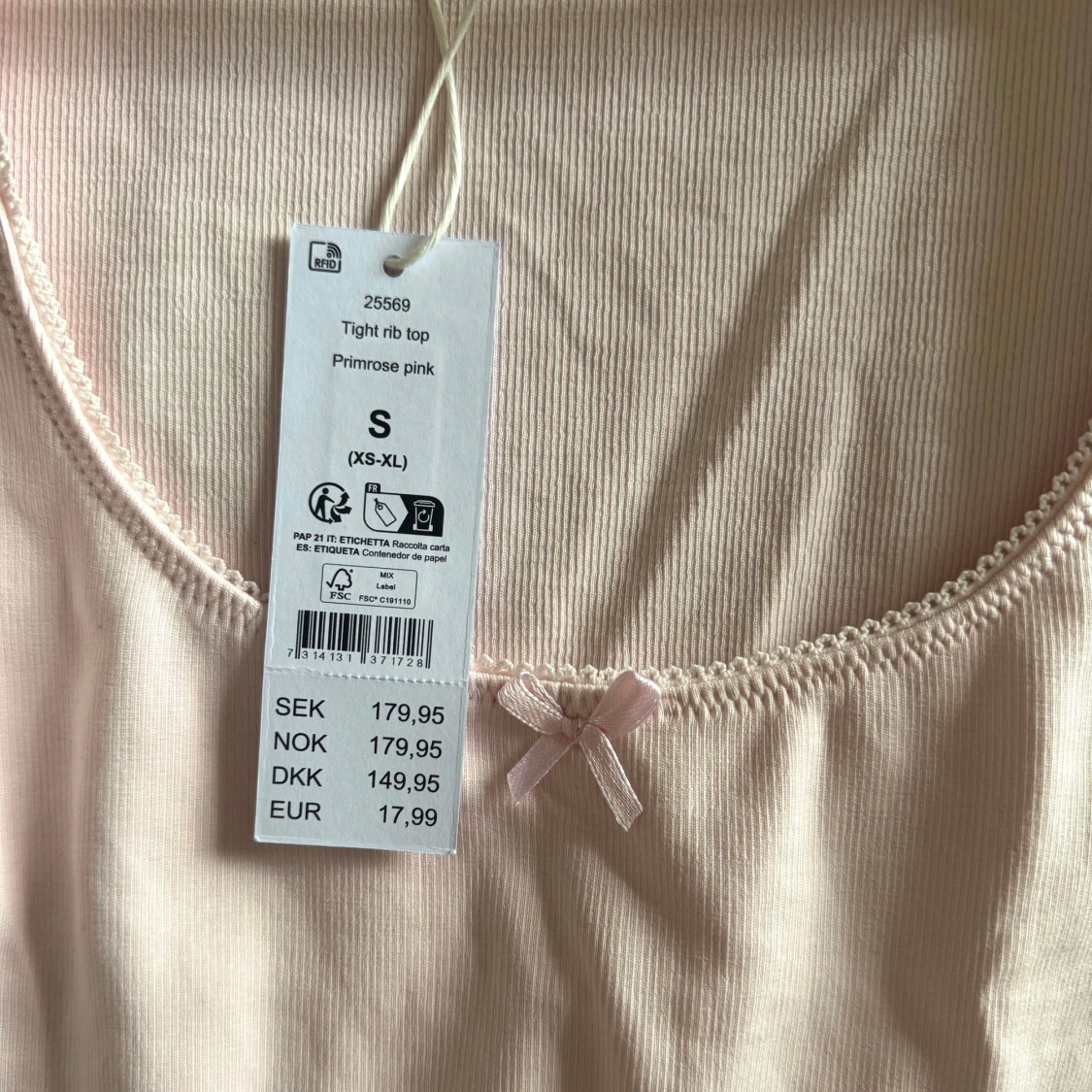 rosa topp med rosett - 2