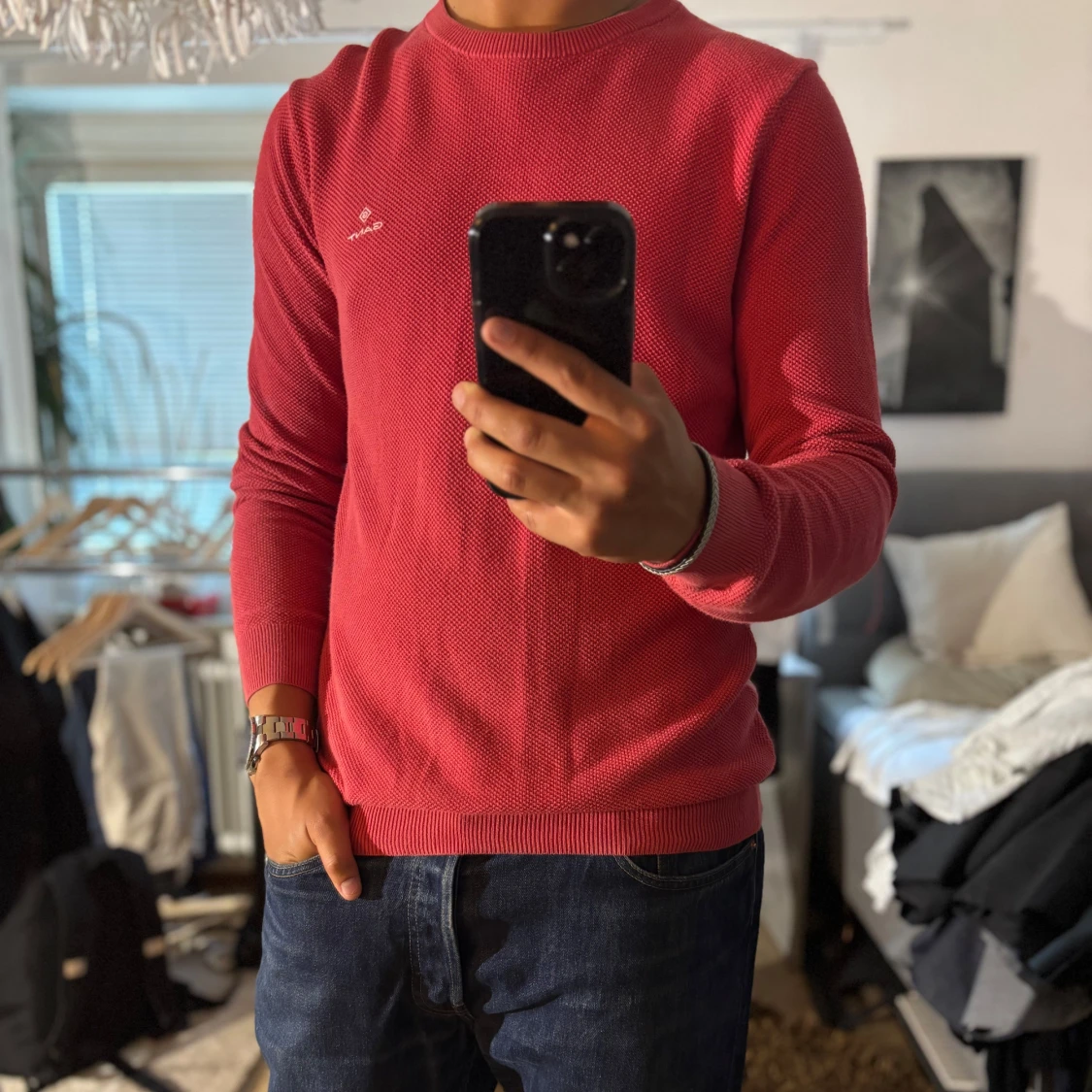 Röd stickad tröja från GANT