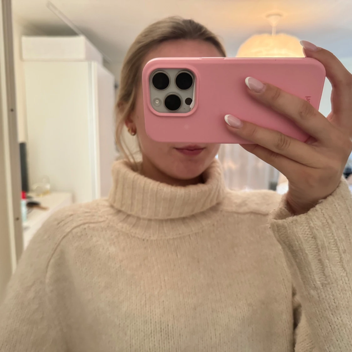 Vit stickad polotröja - 91