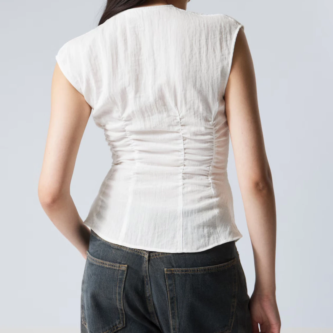 Vit kortärmad blus - 1