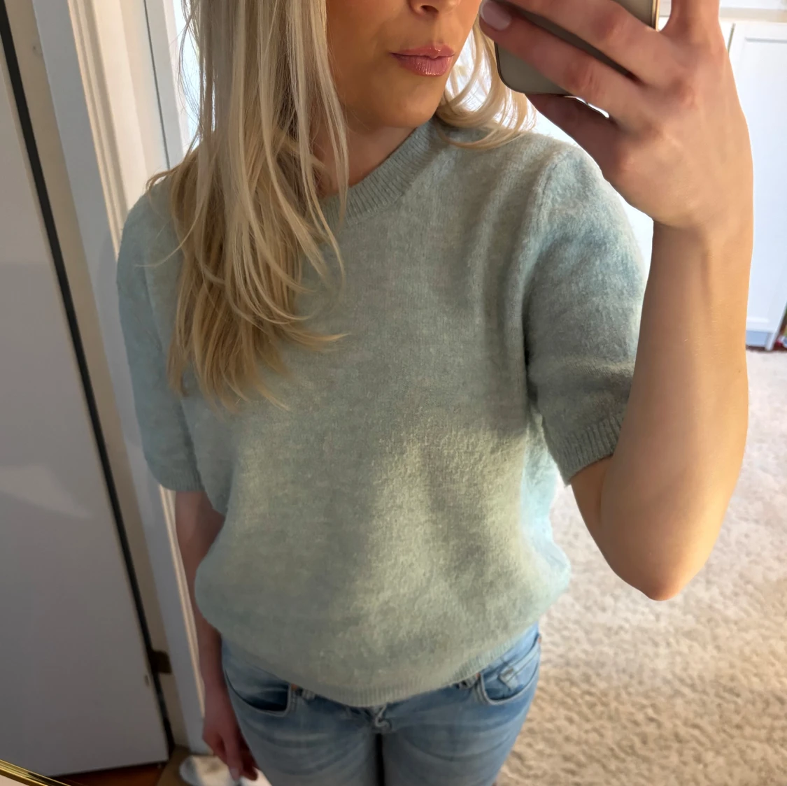 Turkos stickad tröja från H&M