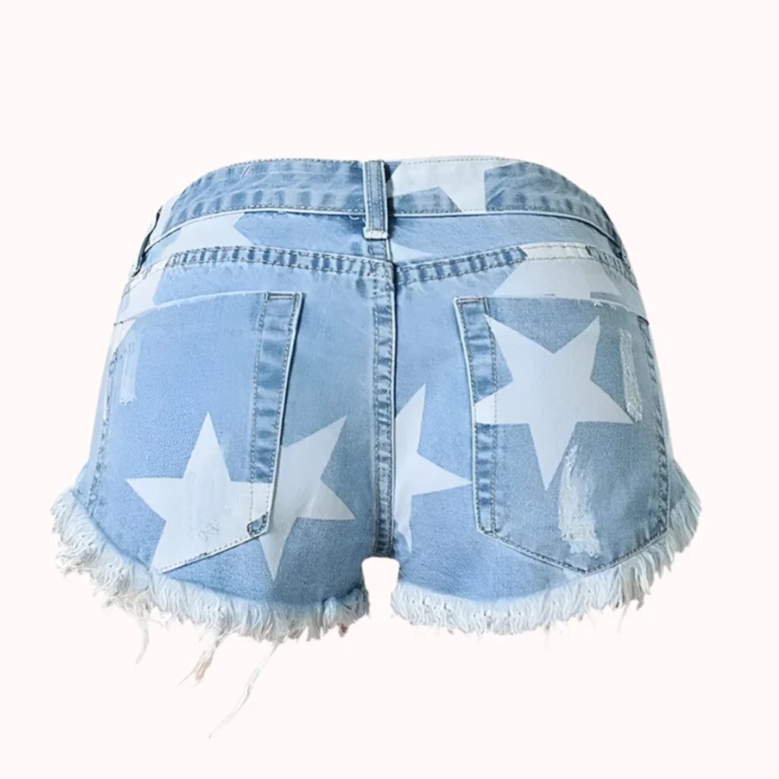 ljusblå low waist jeans shorts - 1