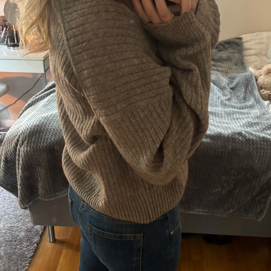 Brun zip tjock tröja  - 2