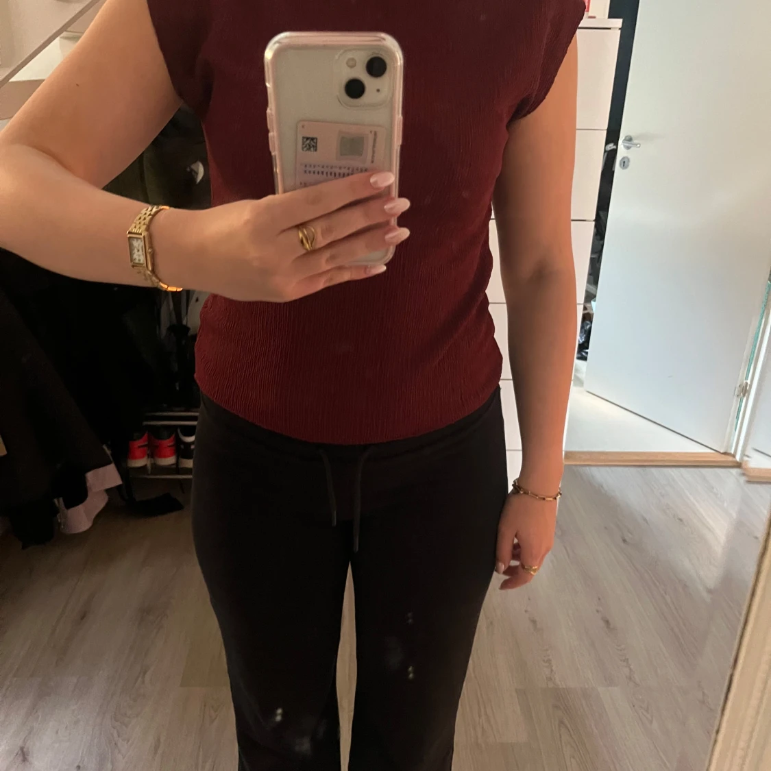 Vinröd strukturerad topp - 1