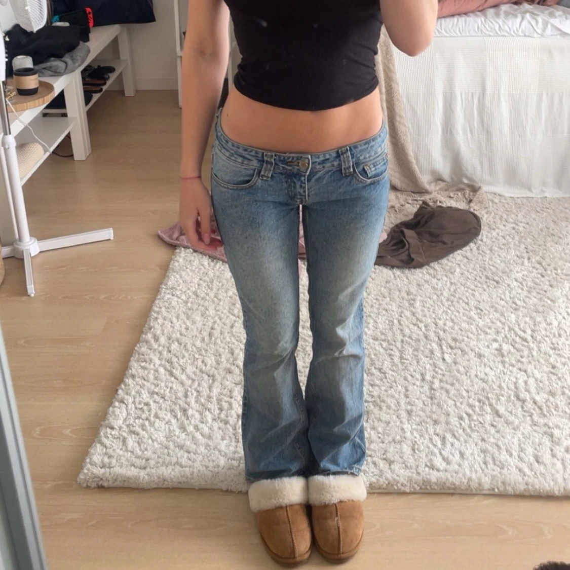 Lågmidjade bootcut jeans blå