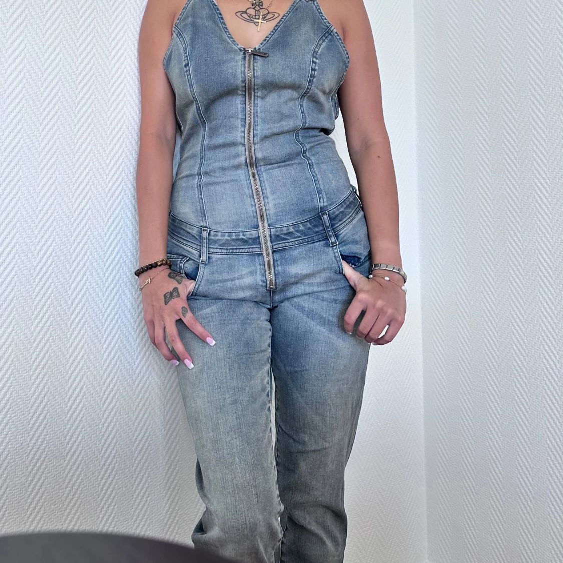 Diesel jeans jumpsuit med dragkedja