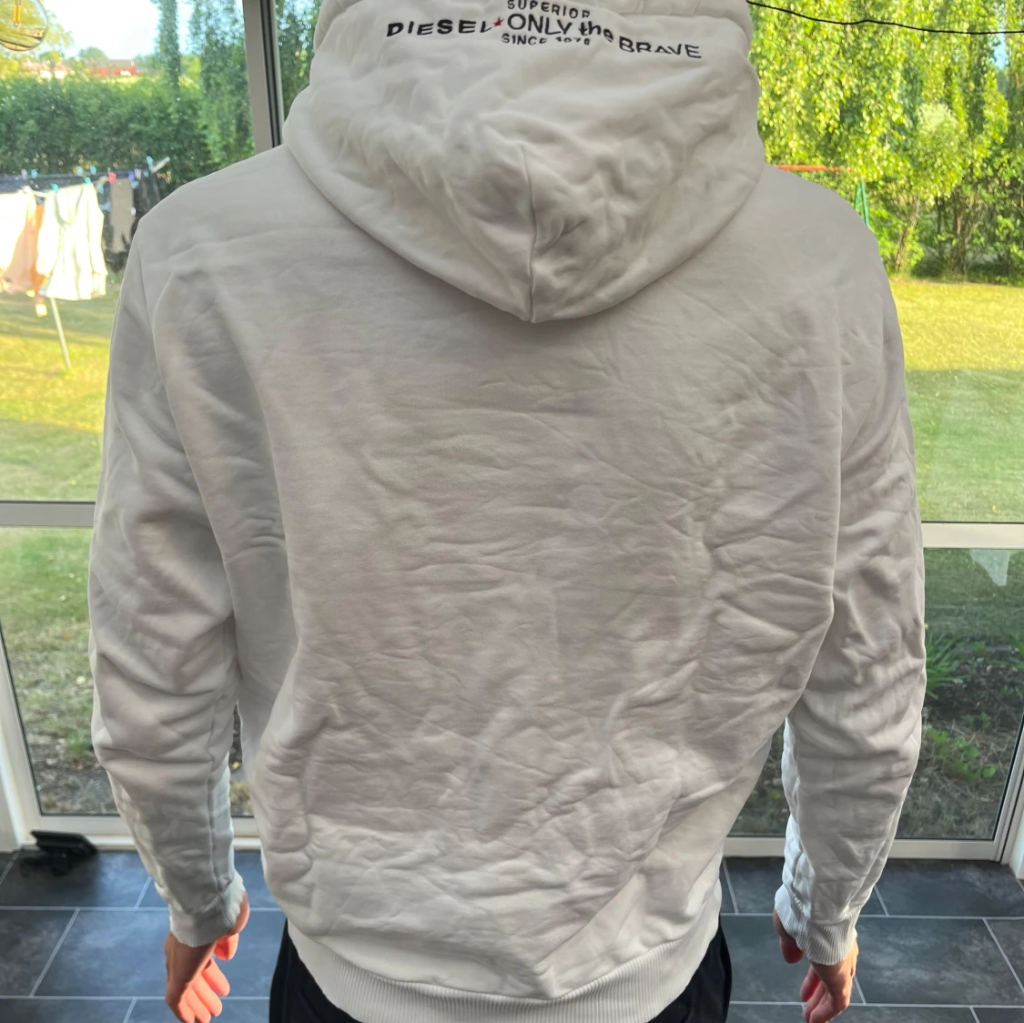 Vit hoodie från Diesel med brodyr - 1