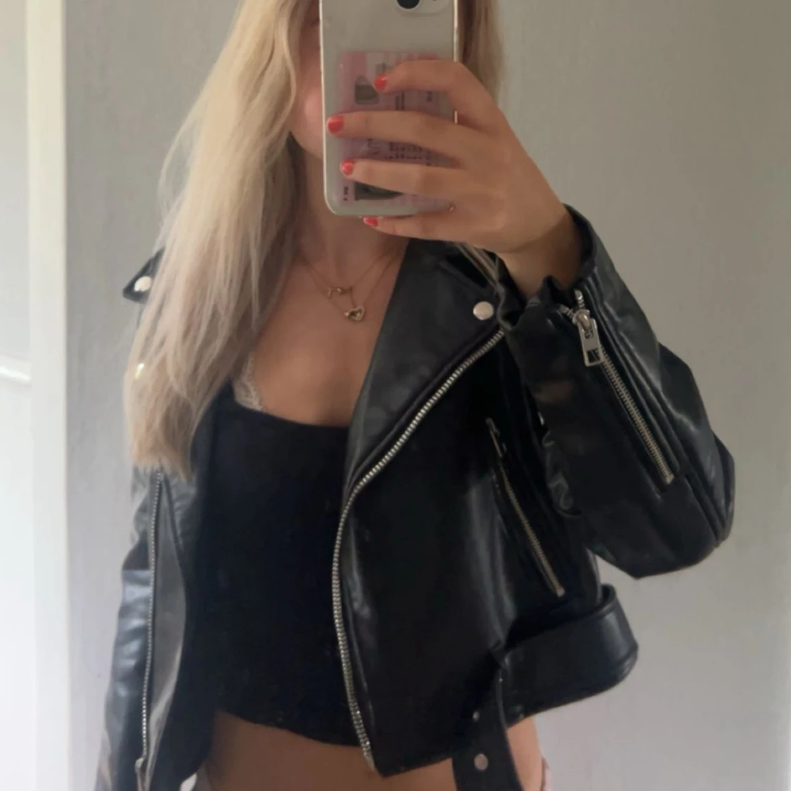 Svart skinnjacka från Zara, S - 1