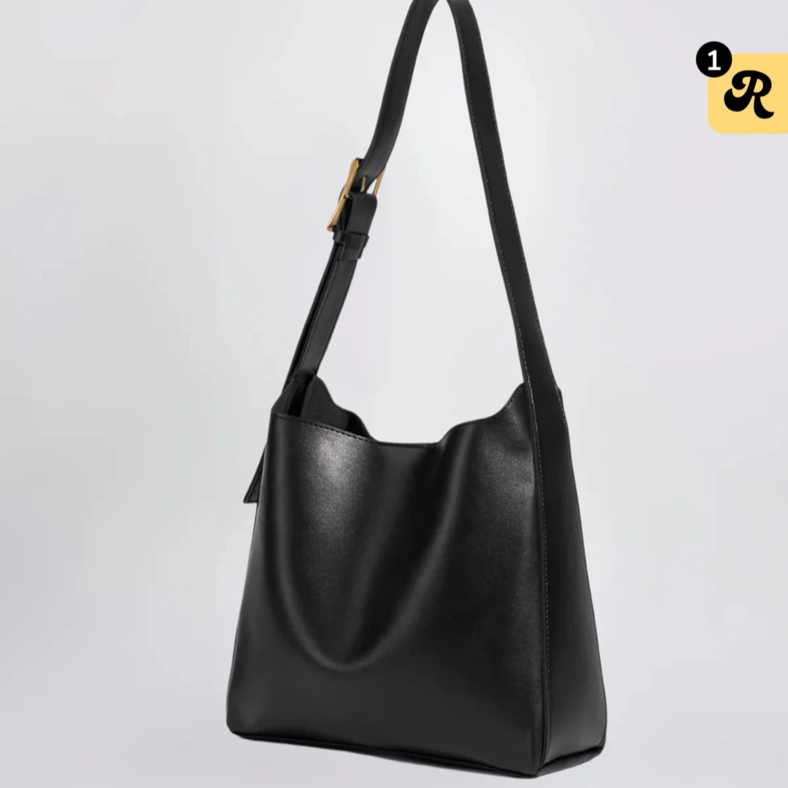 Svart totebag i skinn + matchande necessär  - 1