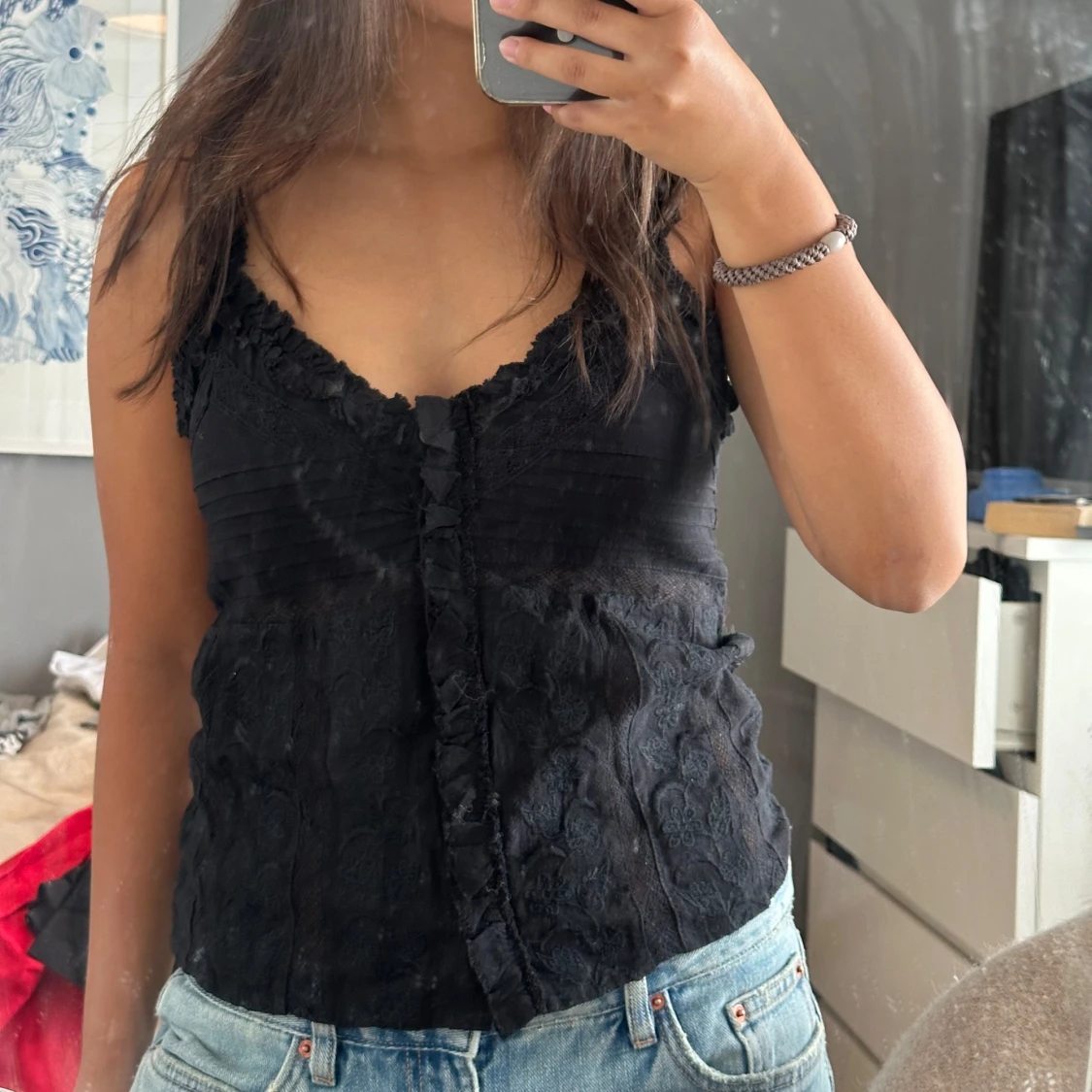 Svart blommig linnetopp från Zara - 1