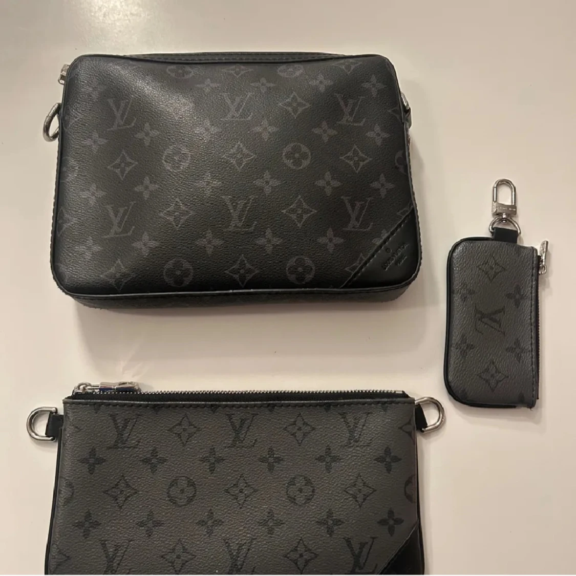 [Äkta]Louis Vuitton svart messanger triobag - 4