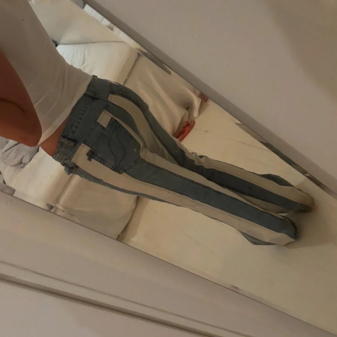 Randiga jeans med raka ben - 1