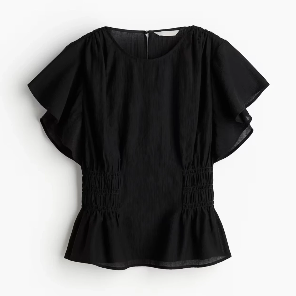 Svart blus med volangärm