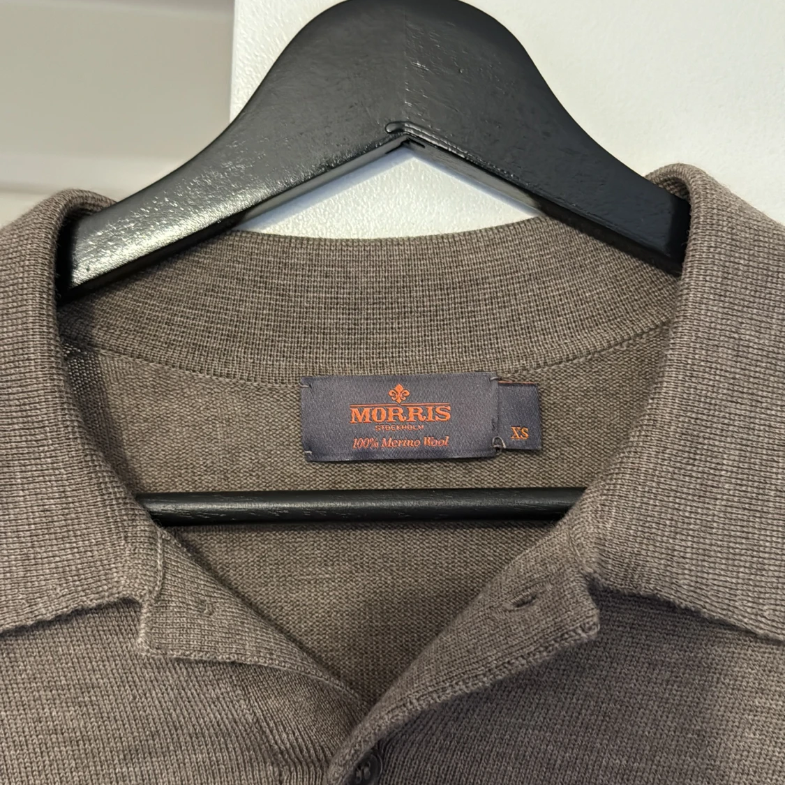 Brun pikétröja i merinoull från Morris - 1