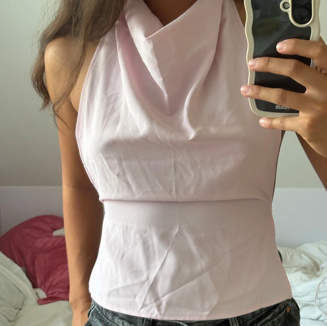 Ljusrosa omlott halterneck topp