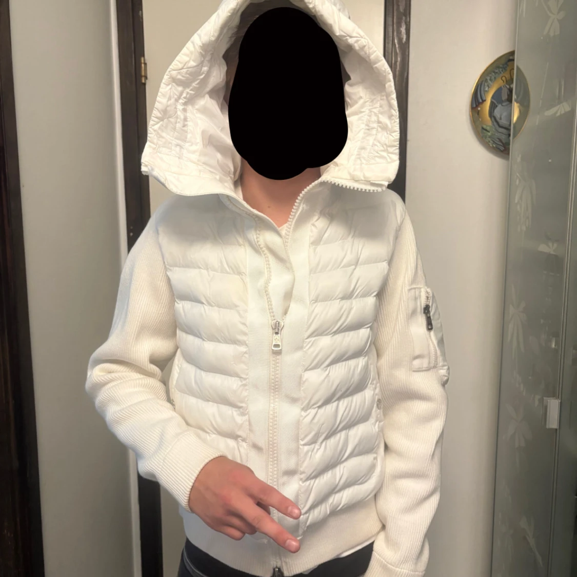 Vit Moncler pufferjacka med huva - 2