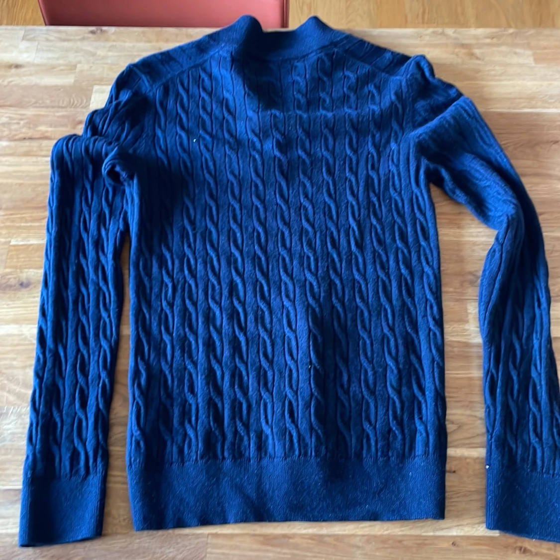 Morris mörklbå quaterzip stickad. - 1