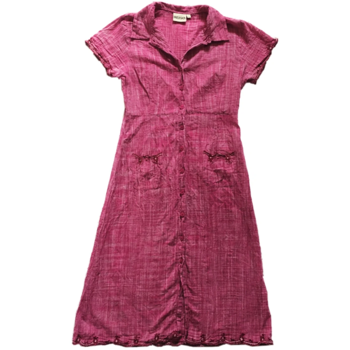 Mörkrosa rutig midiklänning/ lång-klänning, Indiska 