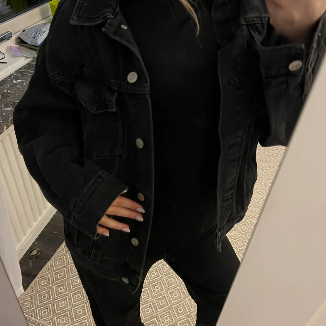 Svart oversized jeansjacka - 90